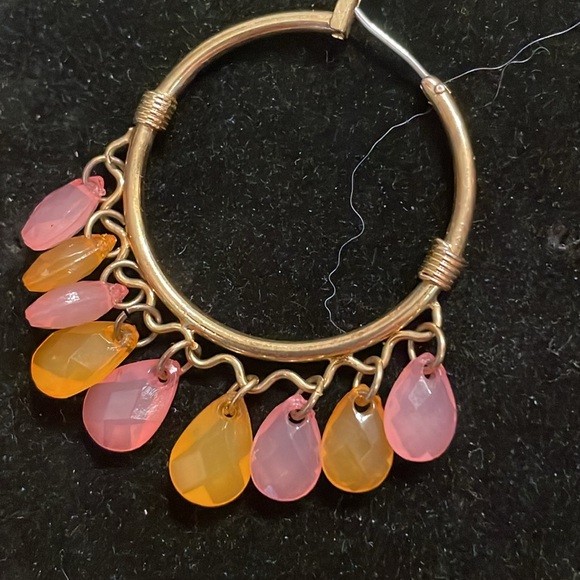 1.75” gold plated hypoallergenic Cleopatra open hoop latch back earrings - Picture 7 of 12